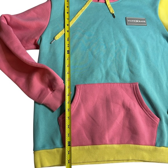 WakeNBake Pink, Yellow, and Blue Hoodie - Picture 6 of 8